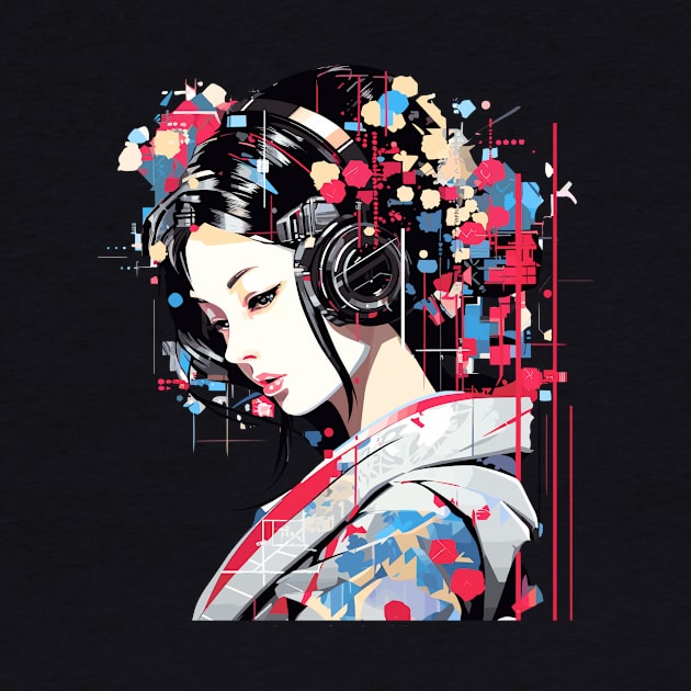 Japanese Woman Portrait Geisha Tradition Culture Abstract by Cubebox